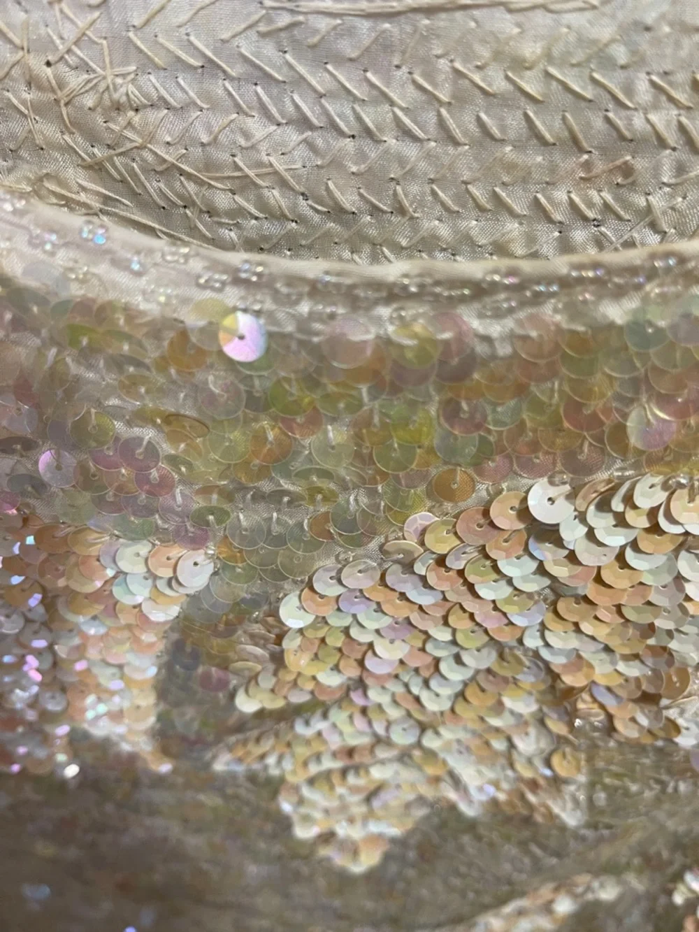 All silk sequins dress Women’s L XL iridescent - Picture 7 of 11